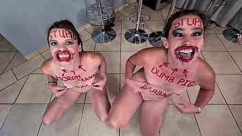Two Stupid Whores Doing Stupid Things | Self Humiliation And Humiliating Each Other free video